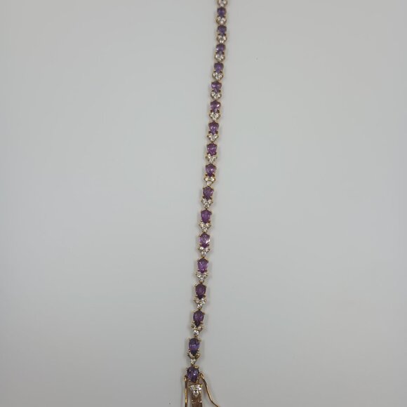 Vintage DBJ Amethyst and CZ Gold Vermeil Sterling Silver Bracelet. - Picture 3 of 6